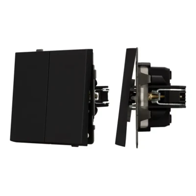 Механизм выключателя двухклавишный проходной SWT-TENDO-MKP2-SFPL-BK (230V 10A) Arlight 054553