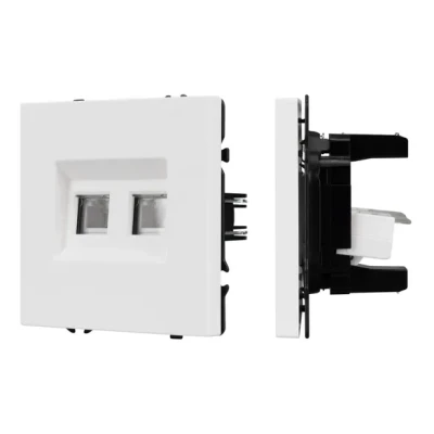 Розетка телефонная двойная софт-тач SCT-MTL2-SFPL-WH (2хRJ-11 4C) Arlight 054308(1)