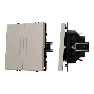 Механизм выключателя двухклавишный проходной LED SWT-NOBE-MKP2-SFPL-L-CA (230V 10A) Arlight 059421