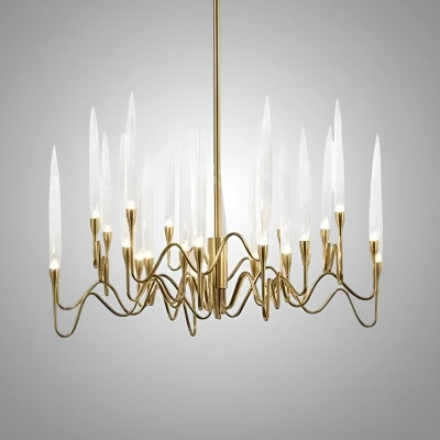 Люстра на штанге Il Pezzo 3 Round Chandelier Brass and Crystals D800
