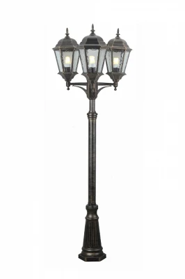 Фонарный столб Arte Lamp Genova A1207PA-3BN Цвет арматуры золото Цвет плафонов прозрачный Фонарный столб Arte Lamp Genova A1207PA-3BN Цвет арматуры золото Цвет плафонов прозрачный