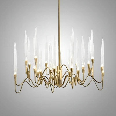 Люстра на штанге Il Pezzo 3 Round Chandelier Brass and Crystals D1000