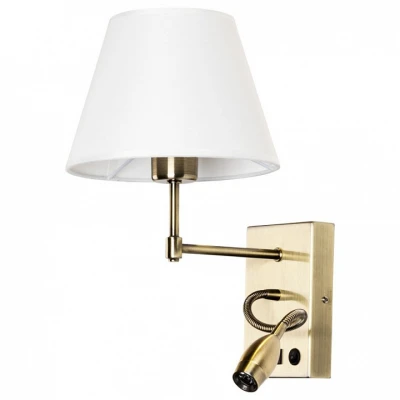 Бра с подсветкой Arte Lamp Elba A2581AP-2AB Цвет плафонов белый Цвет арматуры золото