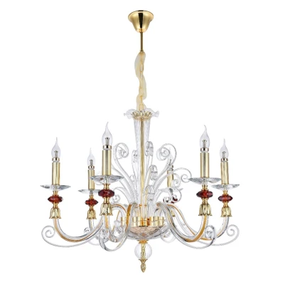 Подвесная люстра Crystal Lux CATARINA SP6 V2 GOLD/TRANSPARENT-COGNAC