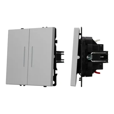 Механизм выключателя двухклавишный проходной LED SWT-NOBE-MKP2-SFPL-L-IS (230V 10A) Arlight 059415