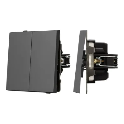 Механизм выключателя двухклавишный проходной SWT-TENDO-MKP2-SFPL-GR (230V 10A) Arlight 054555