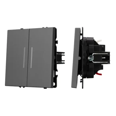 Механизм звонкового выключателя двухклавишный LED SWT-NOBE-MKR2-SFPL-L-GR (230V 10A) Arlight 061744(1)