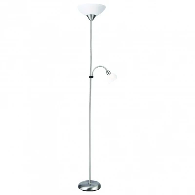 Торшер с подсветкой Arte Lamp Duetto A9569PN-2SI Цвет арматуры серебро Цвет плафонов белый