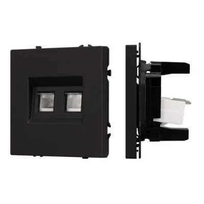 Розетка телефонная двойная софт-тач SCT-MTL2-SFPL-BK (2хRJ-11 4C) Arlight 054309(1)