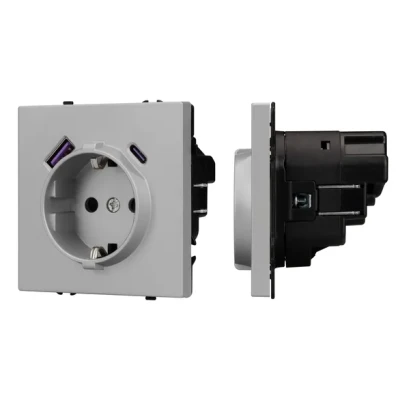 Розетка с заземлением со шторками с USB тип А+С софт-тач SCT-MUAC-SFPL-IS (250V 16A) Arlight 059445(1)