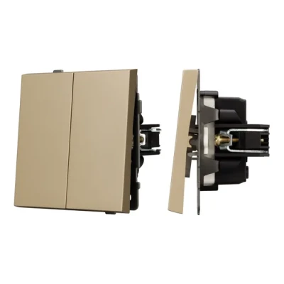Механизм выключателя двухклавишный проходной SWT-TENDO-MKP2-SFPL-GD (230V 10A) Arlight 054554
