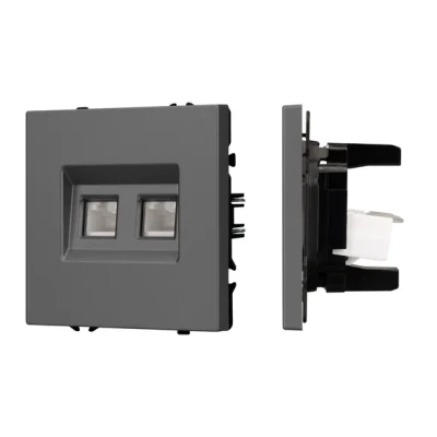 Розетка телефонная двойная софт-тач SCT-MTL2-SFPL-GR (2хRJ-11 4C) Arlight 054311(1)
