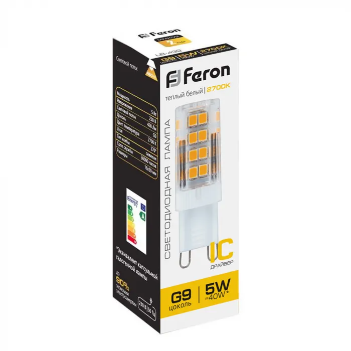 Лампа светодиодная Feron LB-432 G9 5Вт 2700K 25769 от ImperiumLoft