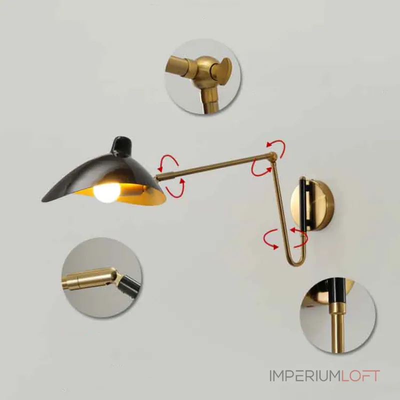 Настенный светильник HILDBORG L58 Brass Black Matt