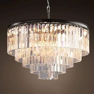 Подвесная люстра RH 1920s Odeon Clear Glass Fringe Chandelier D80