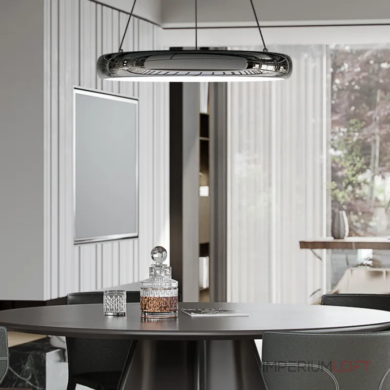 Подвесной светодиодный светильник с черным металлическим корпусом в форме асимметричного кольца SEGOL R D42 4000К от ImperiumLoft Подвесной светодиодный светильник с черным металлическим корпусом в форме асимметричного кольца SEGOL R D42 4000К от ImperiumLoft