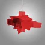 Дизайнерский подвесной светильник оригинальной формы в виде комбинации прямоугольных пластин MOLIN L90 Red