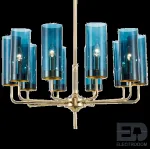 Люстра Agne Brass & Blue Glass Tube Chandelier in 1970 10 Синий от ImperiumLoft