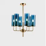 Люстра Hans-Agne Jakobsson Brass Blue Glass Tube Chandelier Hans-Agne Jakobsson in 1970  6 Синий от ImperiumLoft