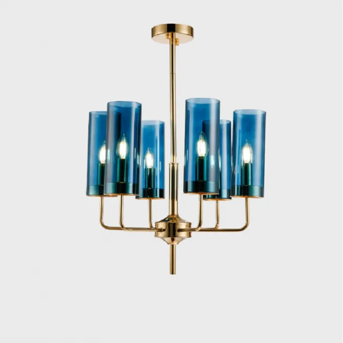 Люстра Hans-Agne Jakobsson Brass Blue Glass Tube Chandelier Hans-Agne Jakobsson in 1970  6 Синий от ImperiumLoft