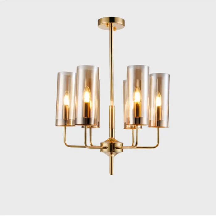 Люстра Agne Brass & Blue Glass Tube Chandelier in 1970 6 Коричневый от ImperiumLoft