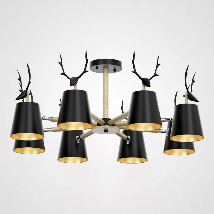 Потолочная люстра с рожками DEER B8 Black от ImperiumLoft