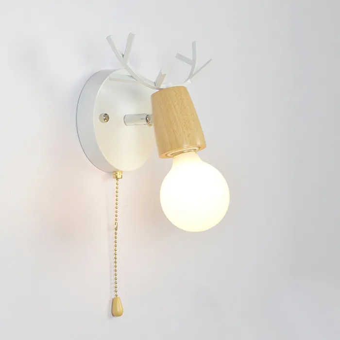 Бра с рожками DEER A SWITCH White/Light wood от ImperiumLoft
