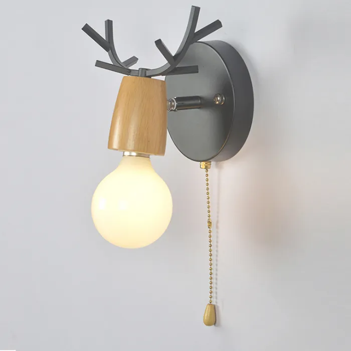 Бра с рожками DEER A SWITCH Black/Light wood от ImperiumLoft