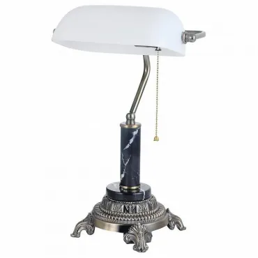 Настольная лампа офисная Vitaluce V2907 V2907/1L Цвет арматуры серебро Цвет плафонов белый