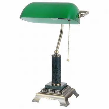 Настольная лампа офисная Vitaluce V2908 V2908/1L Цвет арматуры серебро Цвет плафонов зеленый
