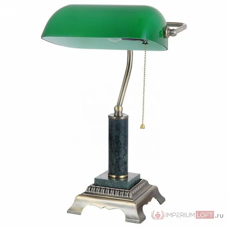 Настольная лампа офисная Vitaluce V2908 V2908/1L Цвет арматуры серебро Цвет плафонов зеленый от ImperiumLoft