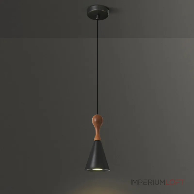 Серия светильников с коническим корпусом из латуни и дерева TINTIN Black