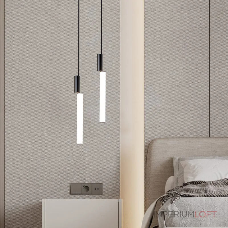 Серия подвесных светильников в виде светодиодных стержней на цилиндрическом основании из латуни TOSSENE H60