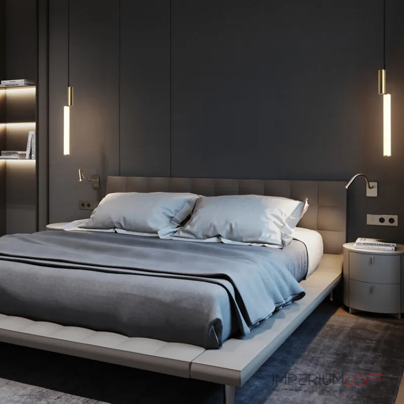 Серия подвесных светильников в виде светодиодных стержней на цилиндрическом основании из латуни TOSSENE H60