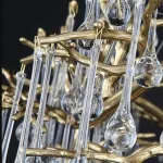 Серия люстр с подвесным декором из стеклянных капель на ветвистом каркасе WATERDROPS WIDE D120 Chrome от ImperiumLoft