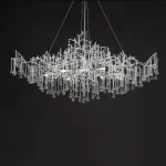 Серия люстр с подвесным декором из стеклянных капель на ветвистом каркасе WATERDROPS WIDE D120 Chrome от ImperiumLoft