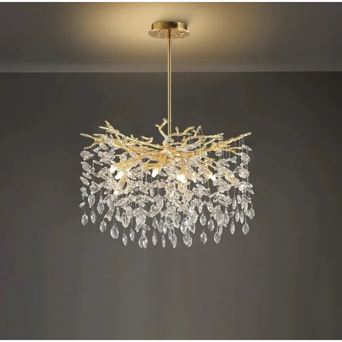 Серия люстр с подвесным декором из хрусталя на ветвистом каркасе VITUS D60 Gold от ImperiumLoft