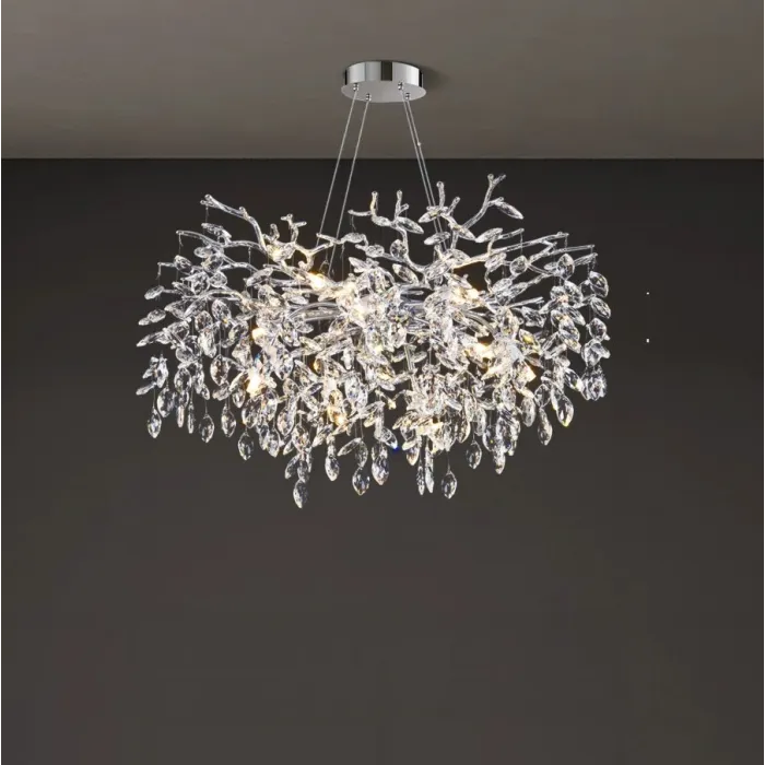 Серия люстр с подвесным декором из хрусталя на ветвистом каркасе VITUS D76 Chrome от ImperiumLoft