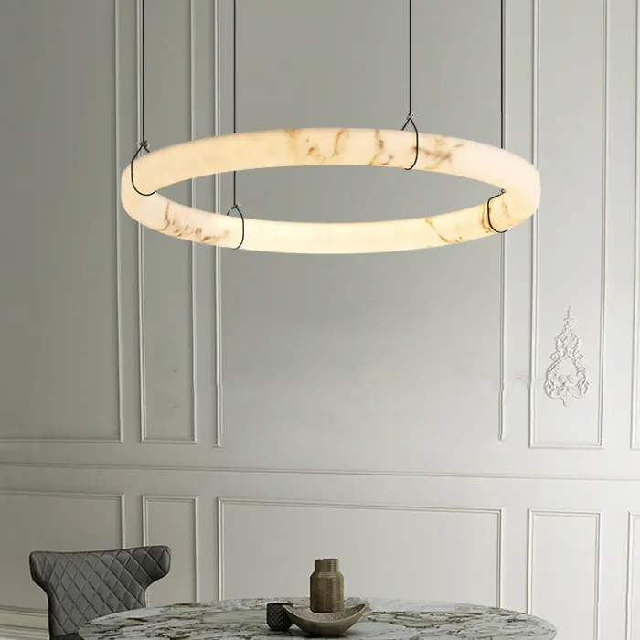 Серия светодиодных кольцевых люстр из мрамора ESTEFAN D100+80+50 от ImperiumLoft