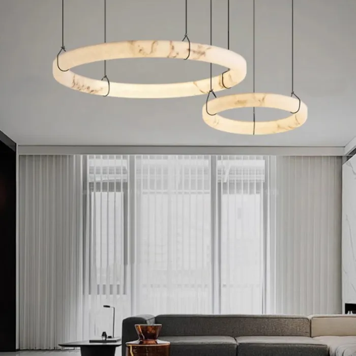 Серия светодиодных кольцевых люстр из мрамора ESTEFAN D100+80+50 от ImperiumLoft