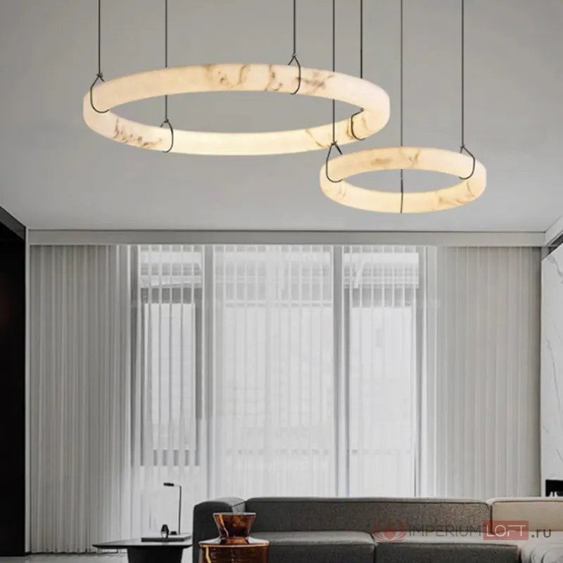 Серия светодиодных кольцевых люстр из мрамора ESTEFAN D80 от ImperiumLoft