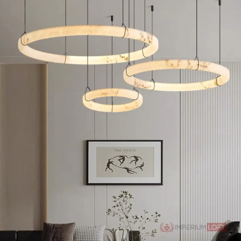 Серия светодиодных кольцевых люстр из мрамора ESTEFAN D80 от ImperiumLoft