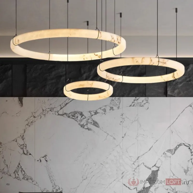 Серия светодиодных кольцевых люстр из мрамора ESTEFAN D80 от ImperiumLoft