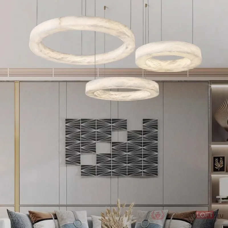 Серия светодиодных кольцевых люстр из натурального алебастра BYRON D100 от ImperiumLoft