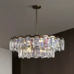 Серия люстр из ограненных хрустальных пластин с эффектом красочных переливов DORIS CH D74 от ImperiumLoft