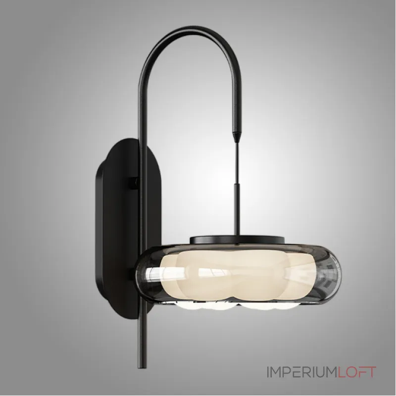 Настенный светодиодный светильник с белым матовым рассеивателем в форме цветка внутри открытого плафона из дымчатого стекла NOA WALL от ImperiumLoft Настенный светодиодный светильник с белым матовым рассеивателем в форме цветка внутри открытого плафона из дымчатого стекла NOA WALL от ImperiumLoft