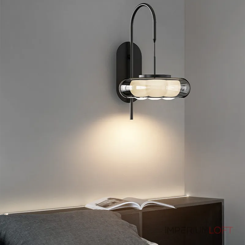 Настенный светодиодный светильник с белым матовым рассеивателем в форме цветка внутри открытого плафона из дымчатого стекла NOA WALL от ImperiumLoft Настенный светодиодный светильник с белым матовым рассеивателем в форме цветка внутри открытого плафона из дымчатого стекла NOA WALL от ImperiumLoft