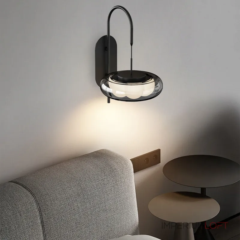 Настенный светодиодный светильник с белым матовым рассеивателем в форме цветка внутри открытого плафона из дымчатого стекла NOA WALL от ImperiumLoft Настенный светодиодный светильник с белым матовым рассеивателем в форме цветка внутри открытого плафона из дымчатого стекла NOA WALL от ImperiumLoft