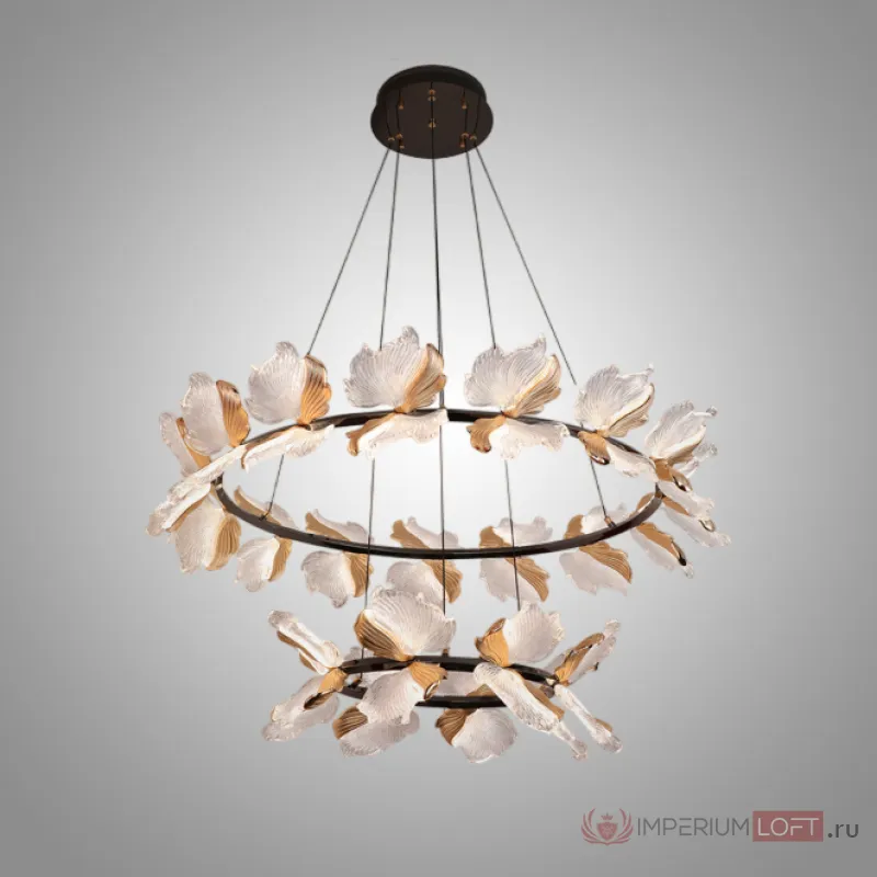 Серия кольцевых люстр с плафонами в виде прозрачных листьев с LED подсветкой AUBREY RING D50+80 от ImperiumLoft