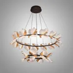 Серия кольцевых люстр с плафонами в виде прозрачных листьев с LED подсветкой AUBREY RING D60+100 от ImperiumLoft
